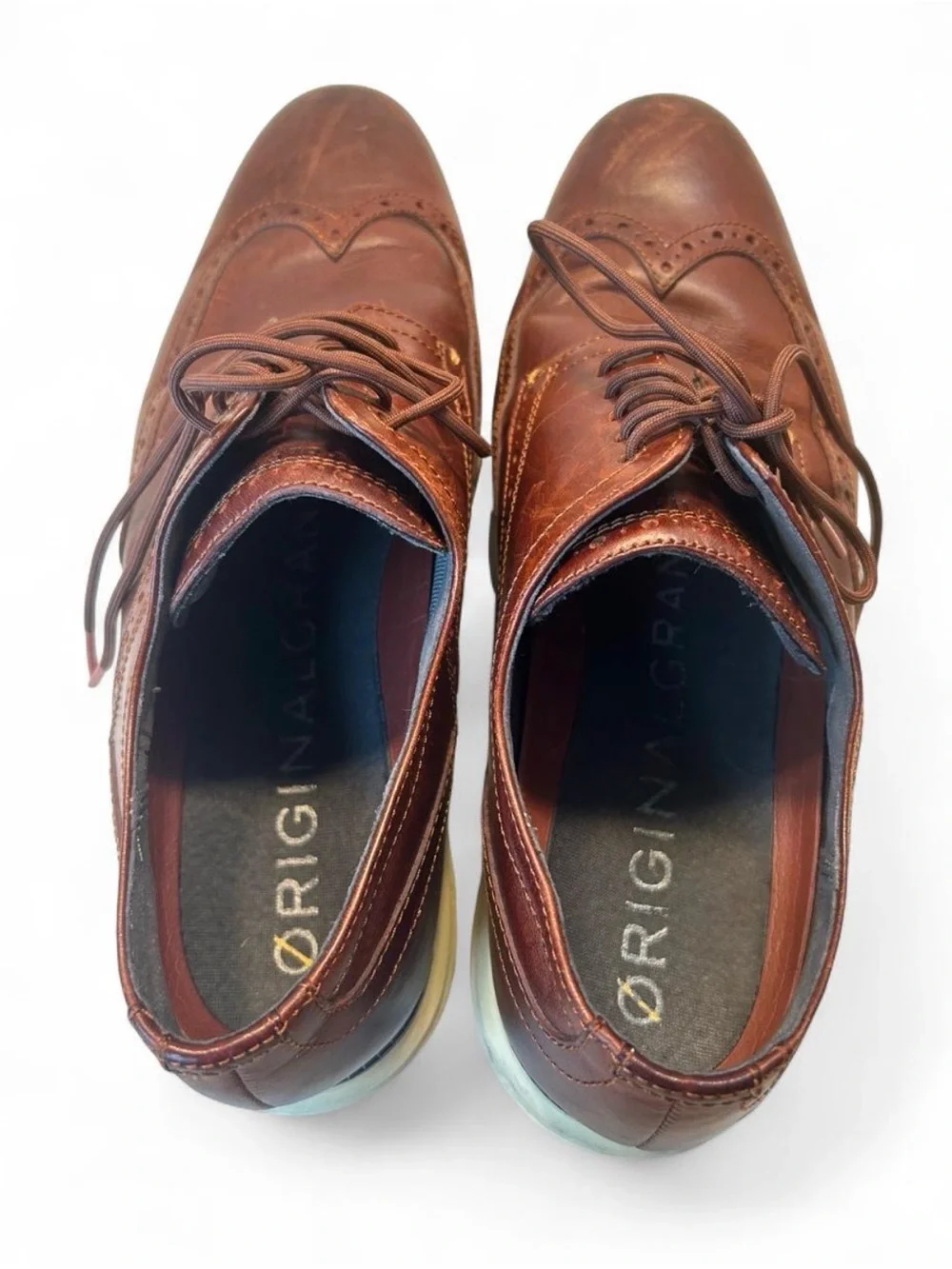 Cole Haan Brown Leather Wingtip Derby Shoes